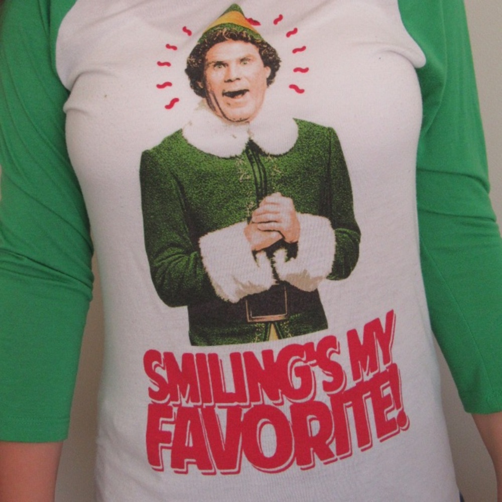 Girls Elf “Smiling’s My Favorite” long sleeve tee